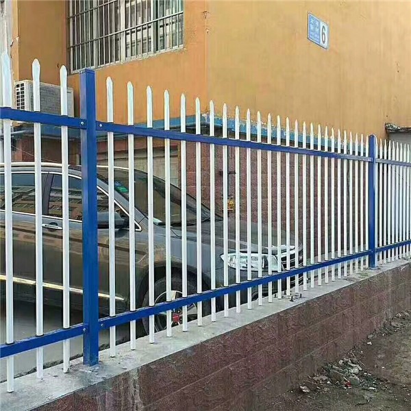 二横杆蓝白铁艺栅栏护栏